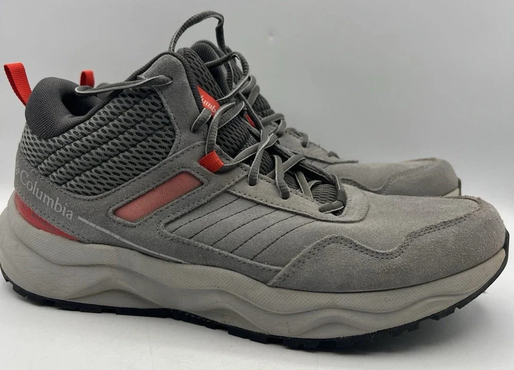 Columbia Trailstorm Mid Hiking Shoes Mens 11.5 Gray Red Omni Grip Boots
